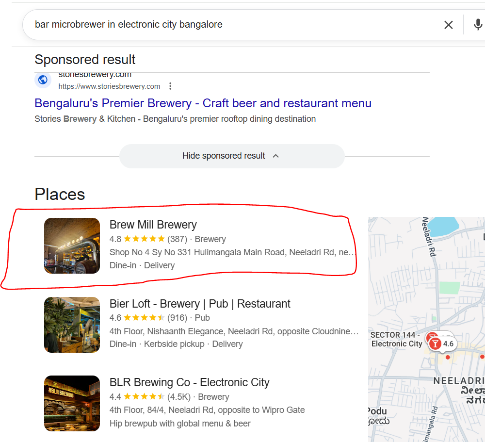 Google Maps Ranking Result 1